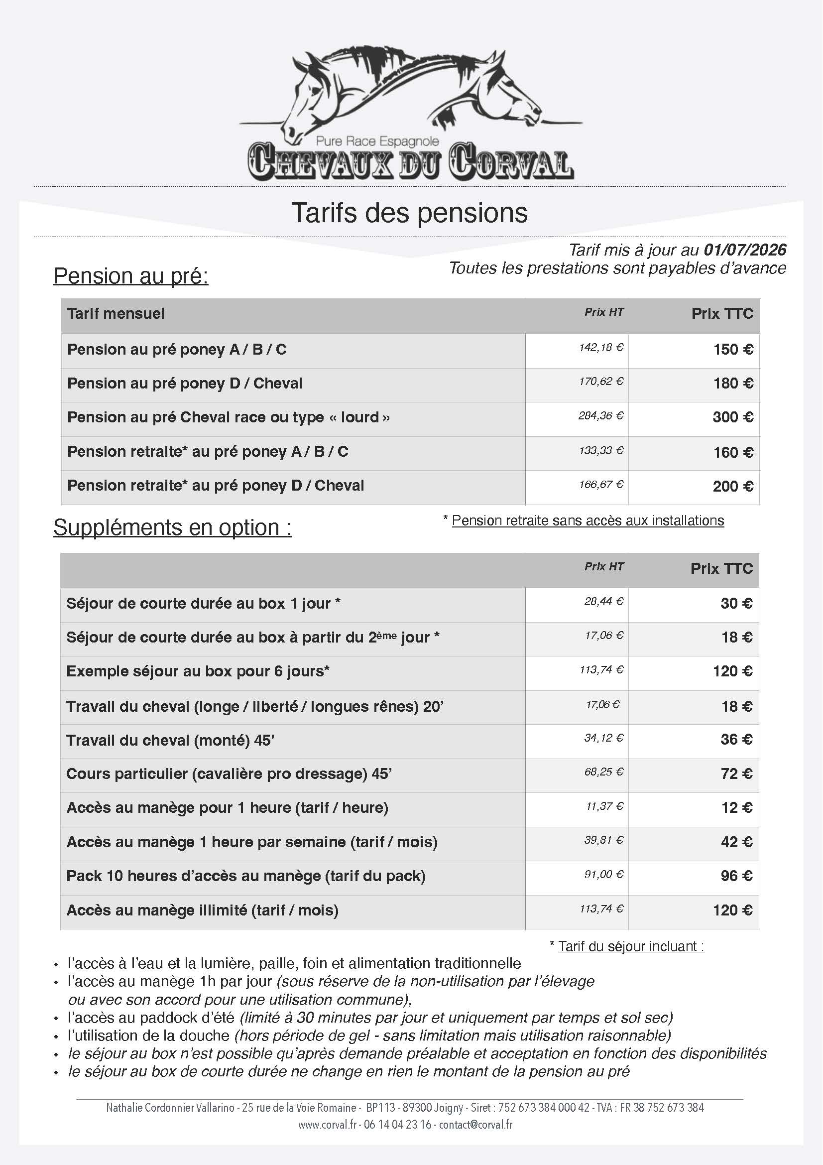 Tarifs pension chevaux au pré à Joigny et Villeneuve-sur-Yonne dans l’Yonne – Élevage du Corval